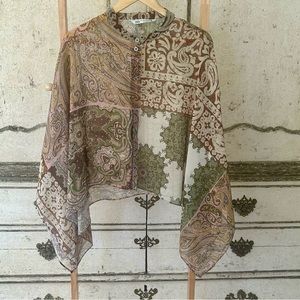 ZARA London lovely Traf Print Cape Blouse. Pants avail to make lounge wear set.